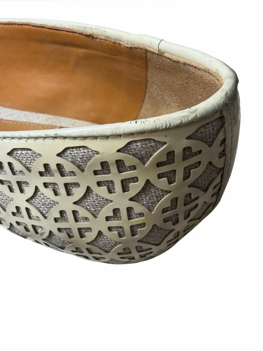 Tory Burch Ivory Laser-Cut Leather Loafers